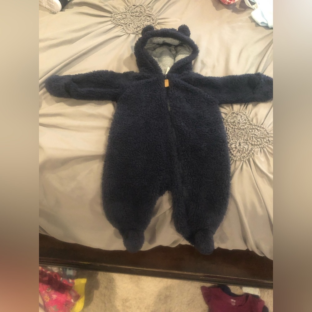 Navy Sherpa pram, bear style, size 3months